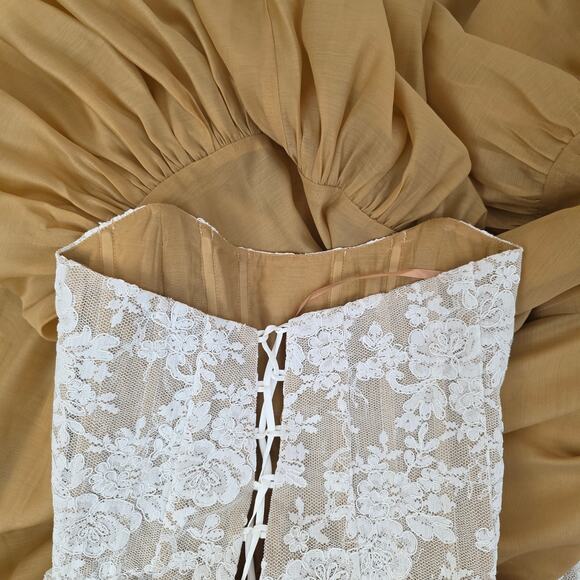 V. Chapman White Charlotte Lace Strapless Corset Slit Maxi Gown Sz 4 NWOT - Picture 8 of 10